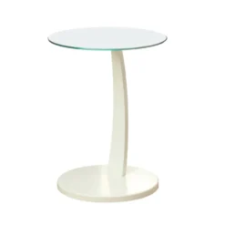 Table d'appoint - blanc avec verre trempé - Monarch