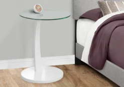 Table d'appoint - blanc avec verre trempé - Monarch