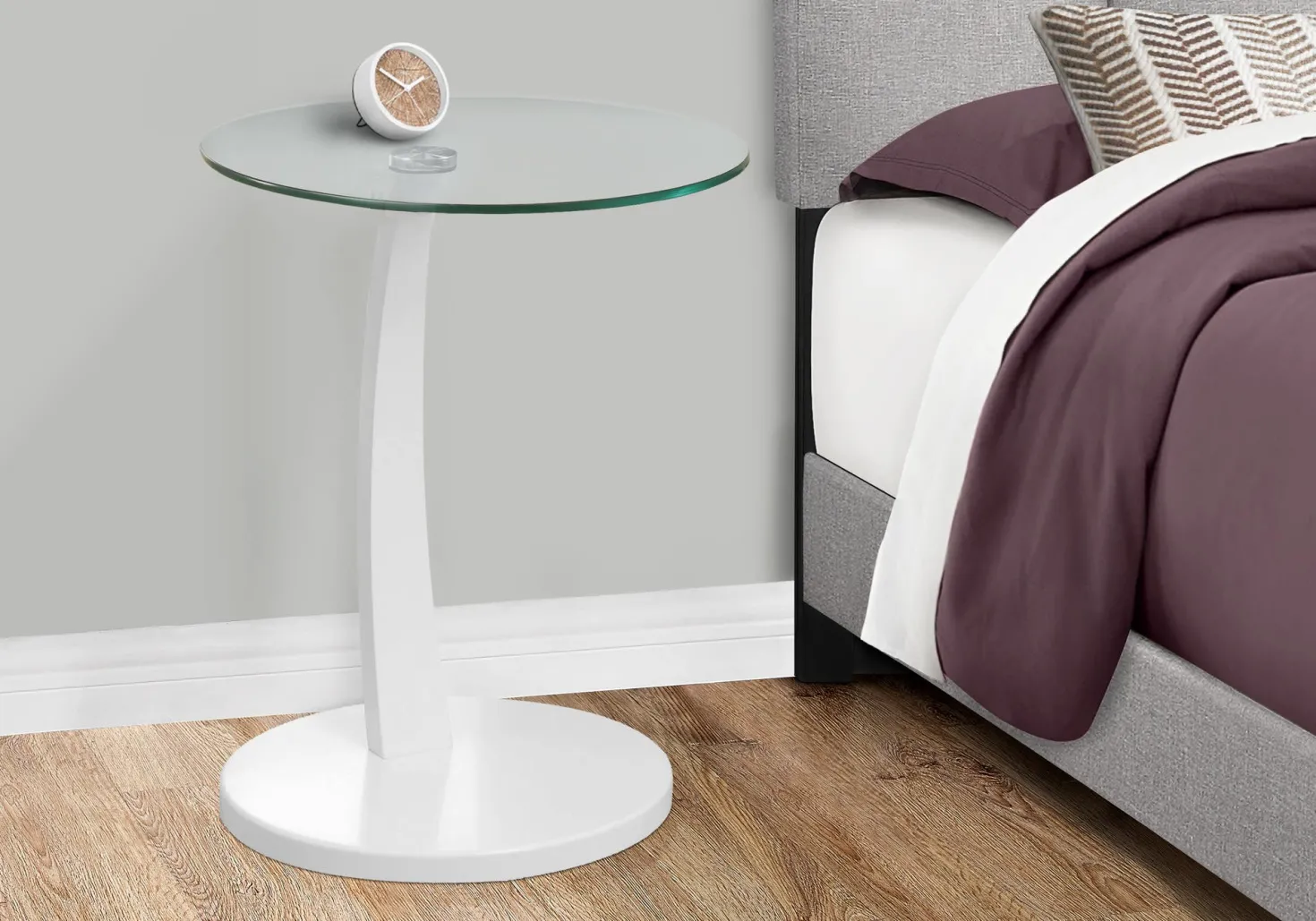Table d'appoint - blanc avec verre trempé - Monarch