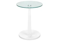 Table d'appoint - blanc avec verre trempé - Monarch