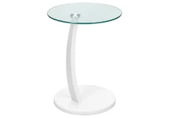 Table d'appoint - blanc avec verre trempé - Monarch