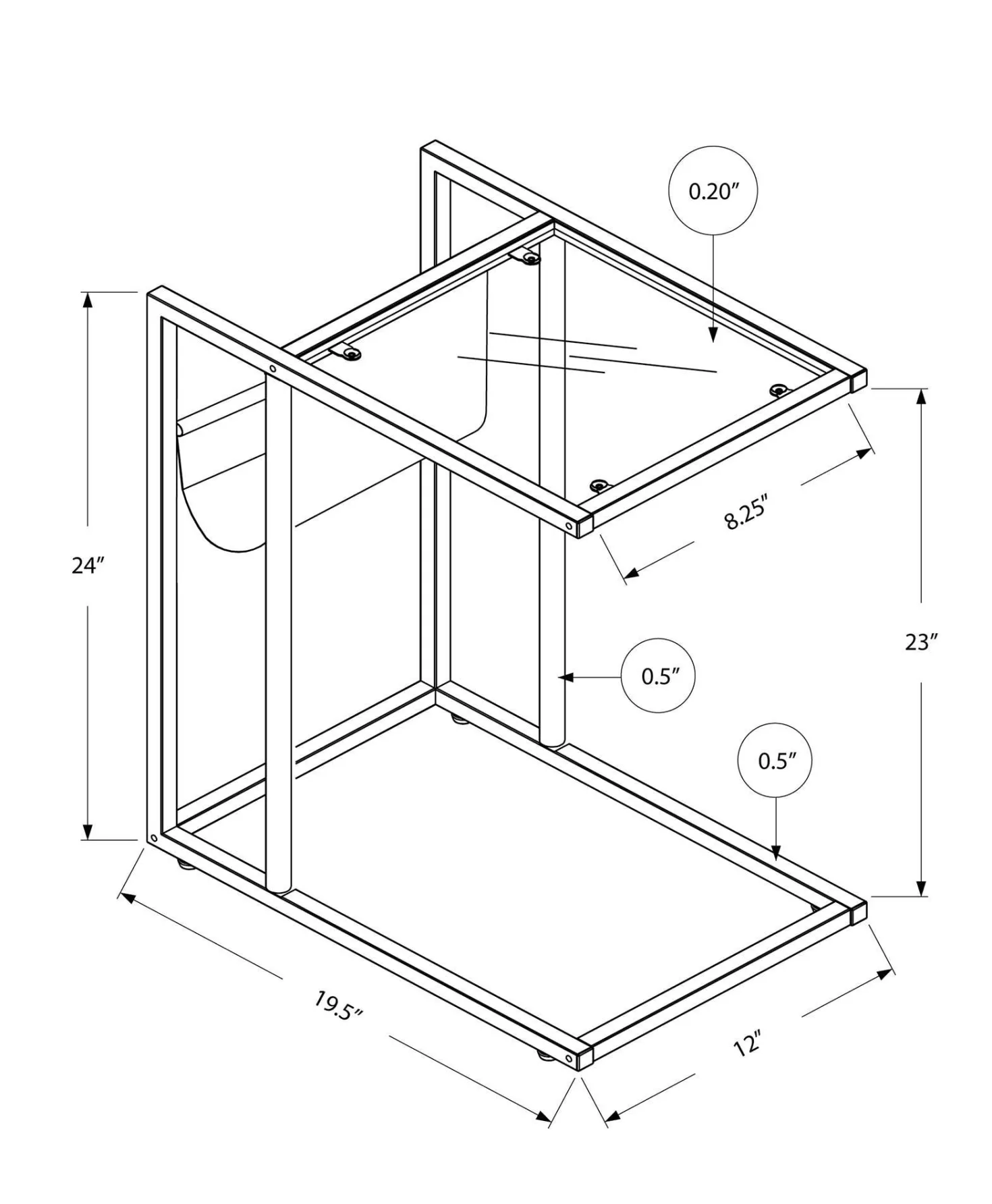 Table d'appoint - blanc, chrome avec support magazine - Monarch