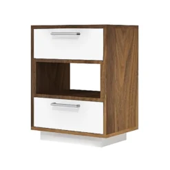 Table d’appoint - blanc et noyer