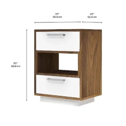 Table d’appoint - blanc et noyer