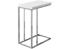 Table d'appoint - blanc lustré, métal chrome - Monarch