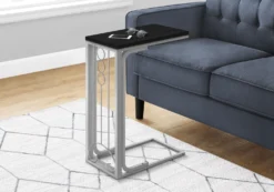 Table d'appoint - dessus noir, métal argenté - Monarch