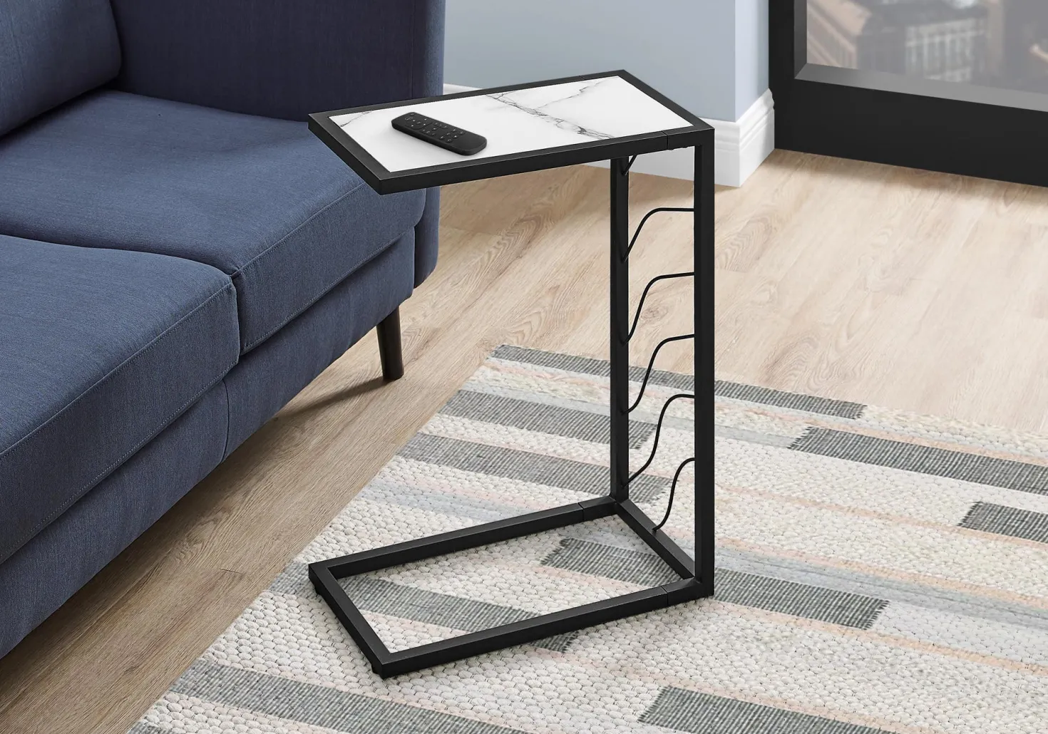 Table d'appoint en c - base avec motif de vagues, rectangulaire - 25"H - fau - Monarch