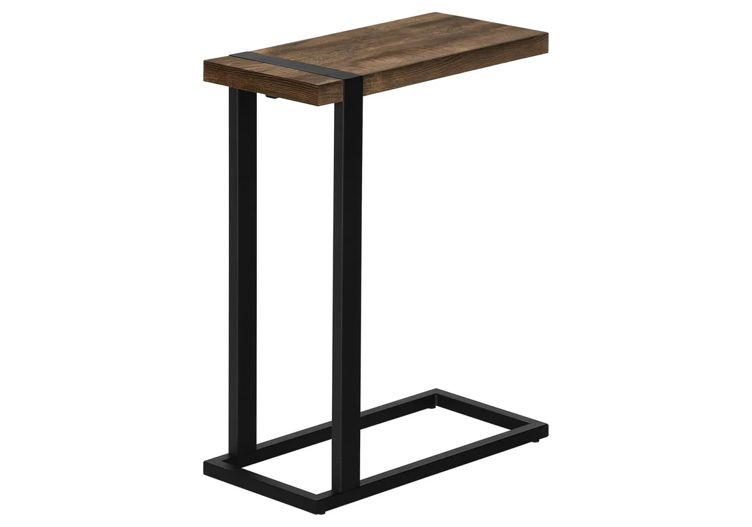 Table d'appoint en c - dessus épais, rectangulaire - 25"H - faux bois récupé - Monarch
