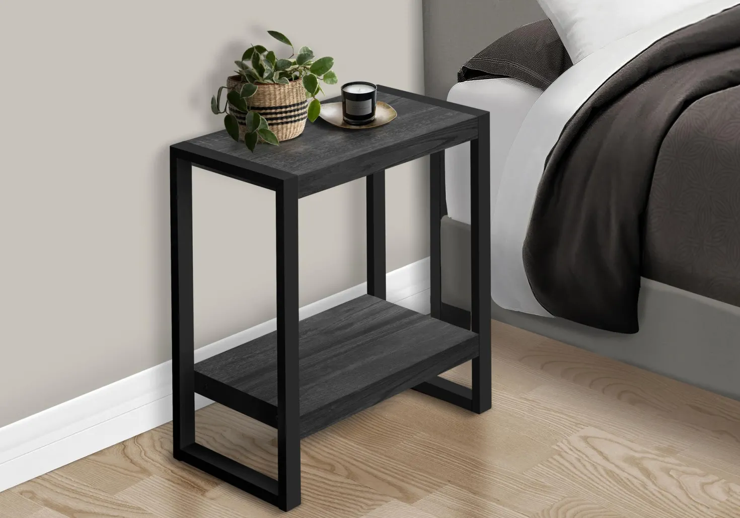 Table d'appoint - faux bois noir, métal noir - Monarch