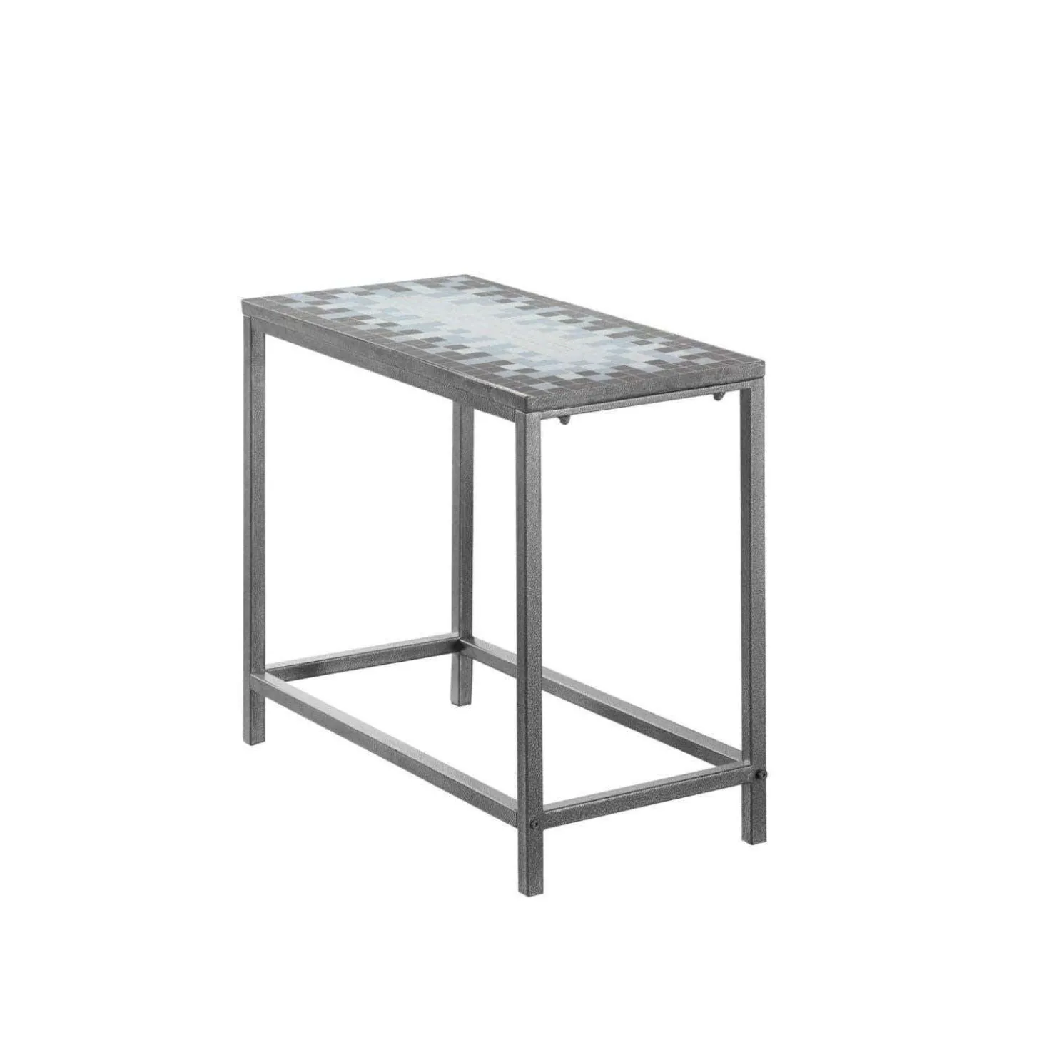 Table d'appoint - gris, dessus tuile bleu, argent - Monarch