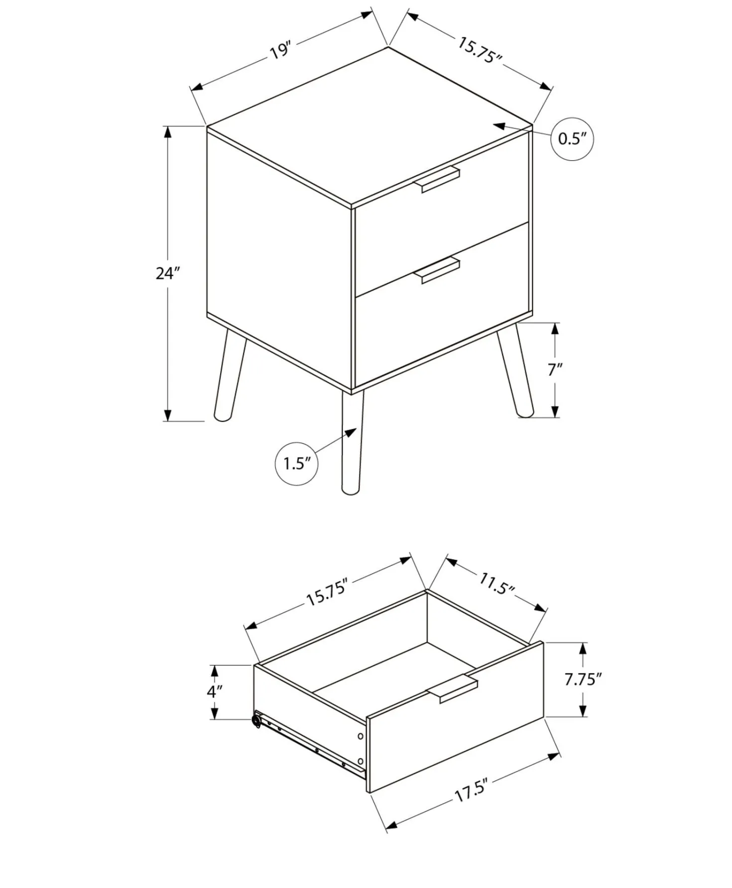Table d'appoint 24"H avec rangement - Monarch