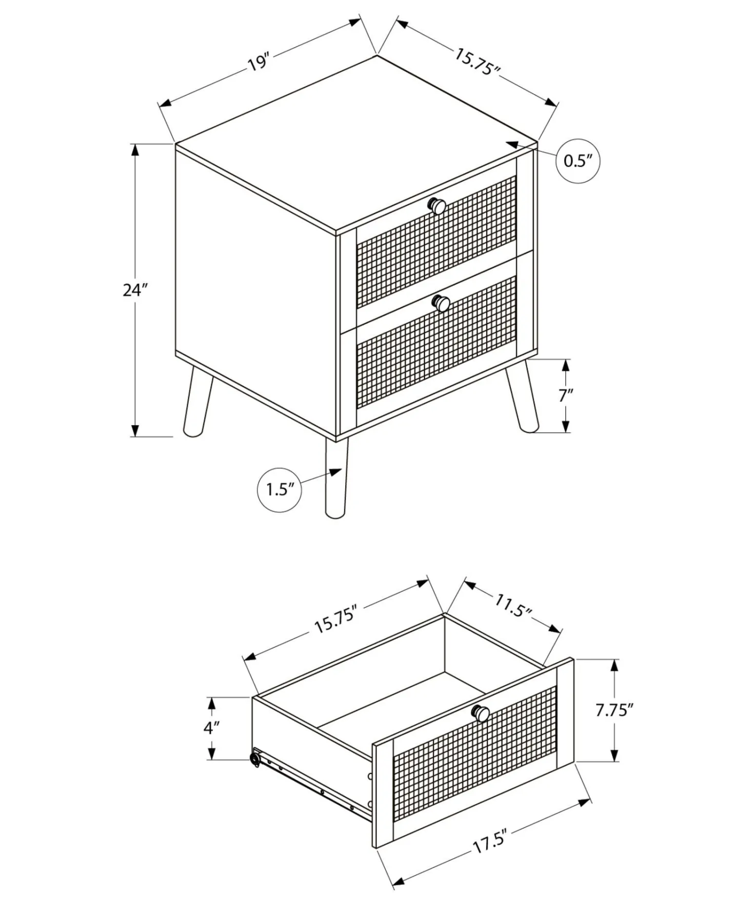 Table d'appoint 24"H avec rangement - Monarch