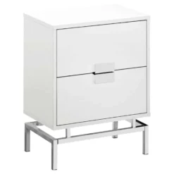 Table d'appoint - 24"H blanc lustré, métal chrome - Monarch