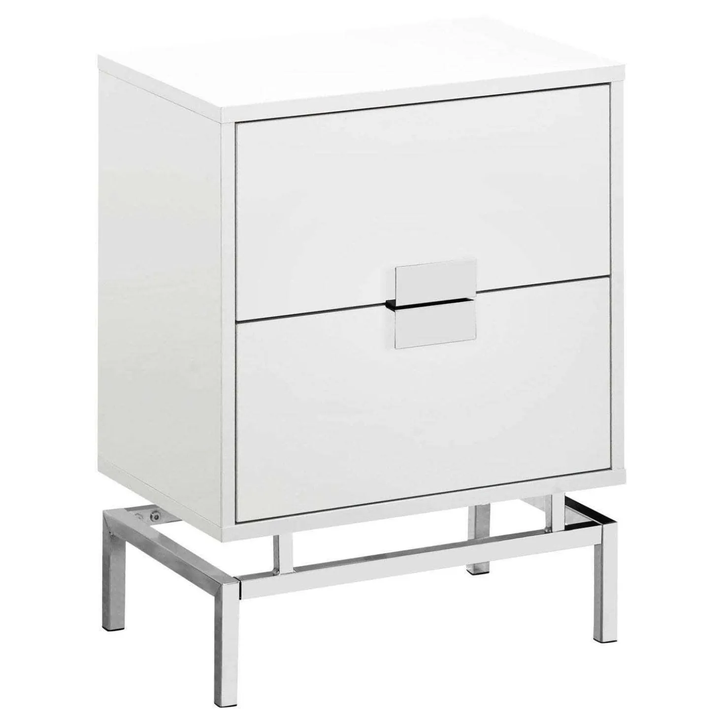 Table d'appoint - 24"H blanc lustré, métal chrome - Monarch