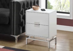 Table d'appoint - 24"H blanc lustré, métal chrome - Monarch