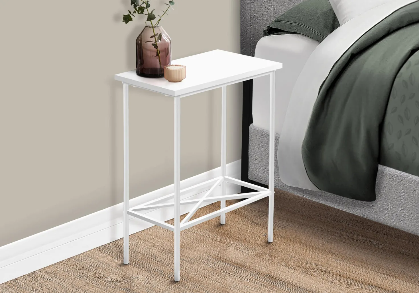 Table d'appoint - 24"H, blanc, métal blanc - Monarch