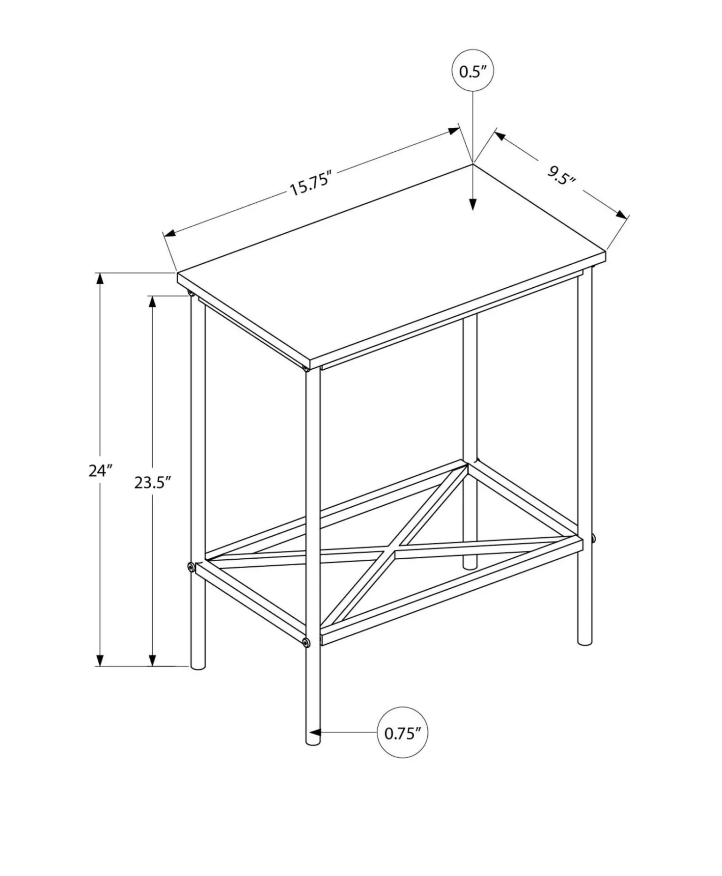 Table d'appoint - 24"H, blanc, métal blanc - Monarch