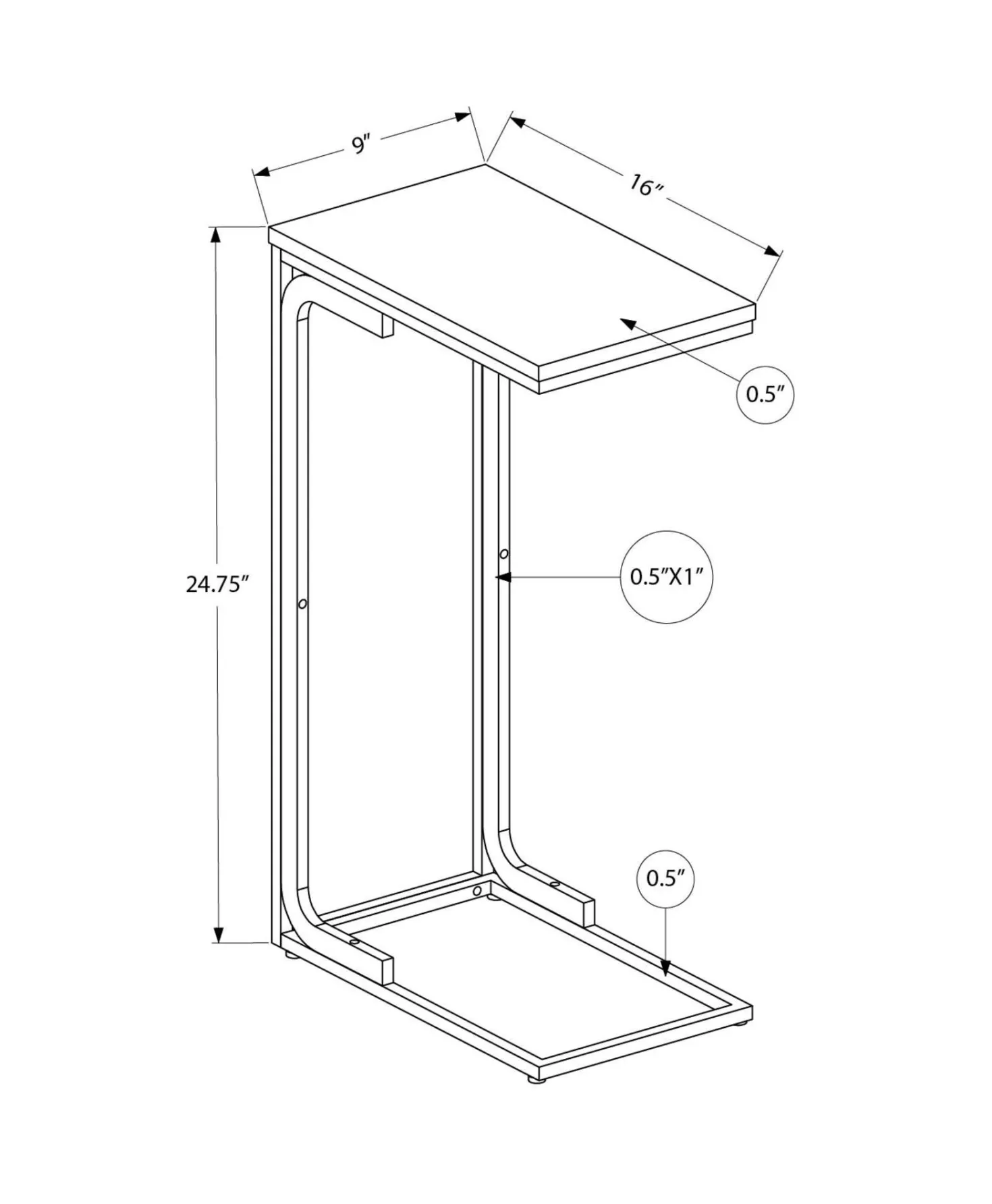 Table d'appoint - 25"H, blanc, métal blanc - Monarch