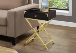 Table d'appoint - 24"H, espresso, métal or - Monarch