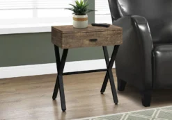 Table d'appoint - 24"H, faux bois brun, métal noir - Monarch