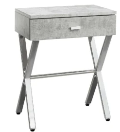 Table d'appoint - 24"H, gris cimente, métal chrome - Monarch