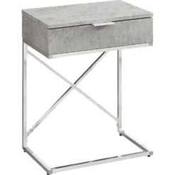 Table d'appoint - 24"H, gris cimente, métal chrome - Monarch