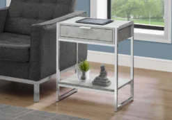 Table d'appoint - 24"H, gris cimente, métal chrome - Monarch