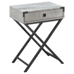 Table d'appoint - 24"H, gris cimente, métal nickel noir - Monarch