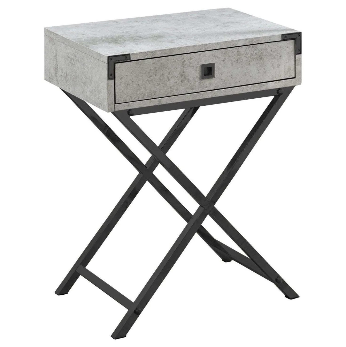 Table d'appoint - 24"H, gris cimente, métal nickel noir - Monarch