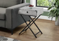 Table d'appoint - 24"H, gris cimente, métal nickel noir - Monarch