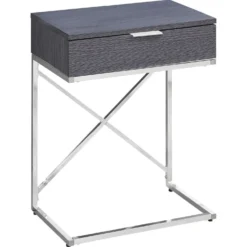 Table d'appoint - 24"H, gris, métal chrome - Monarch