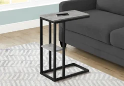 Table d'appoint - 25"H, gris, métal noir - Monarch