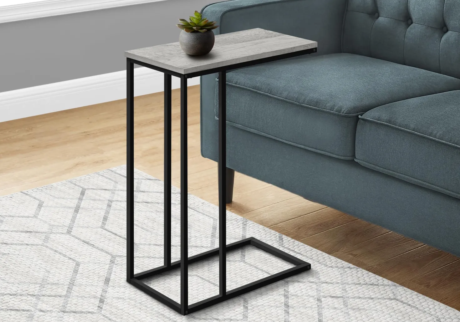 Table d'appoint - 25"H, gris, métal noir - Monarch