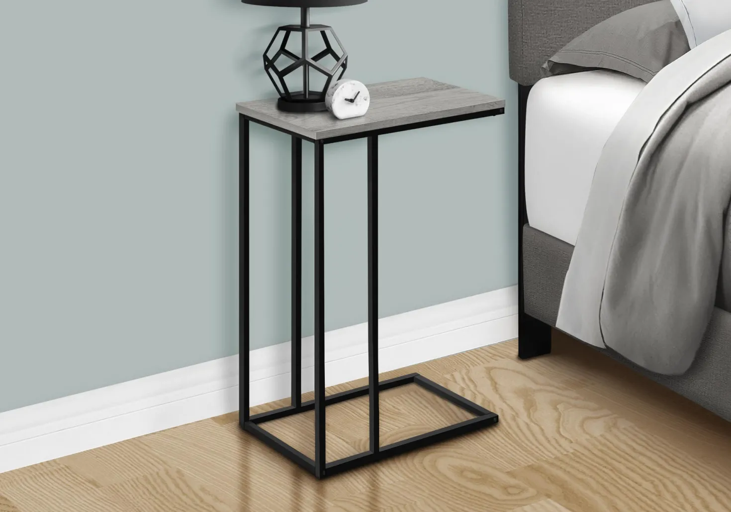 Table d'appoint - 25"H, gris, métal noir - Monarch