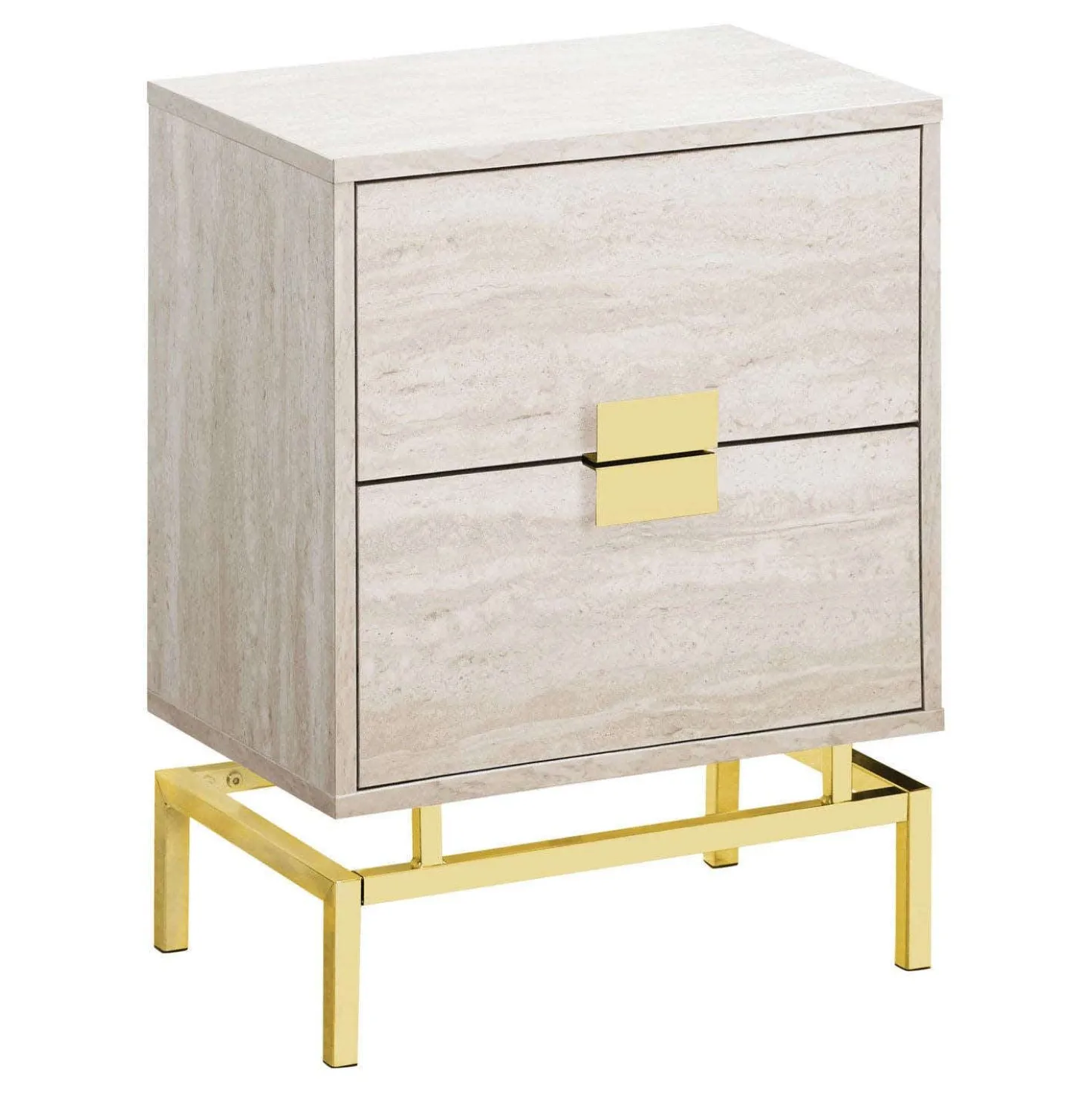 Table d'appoint - 24"H, marbre beige, métal or - Monarch