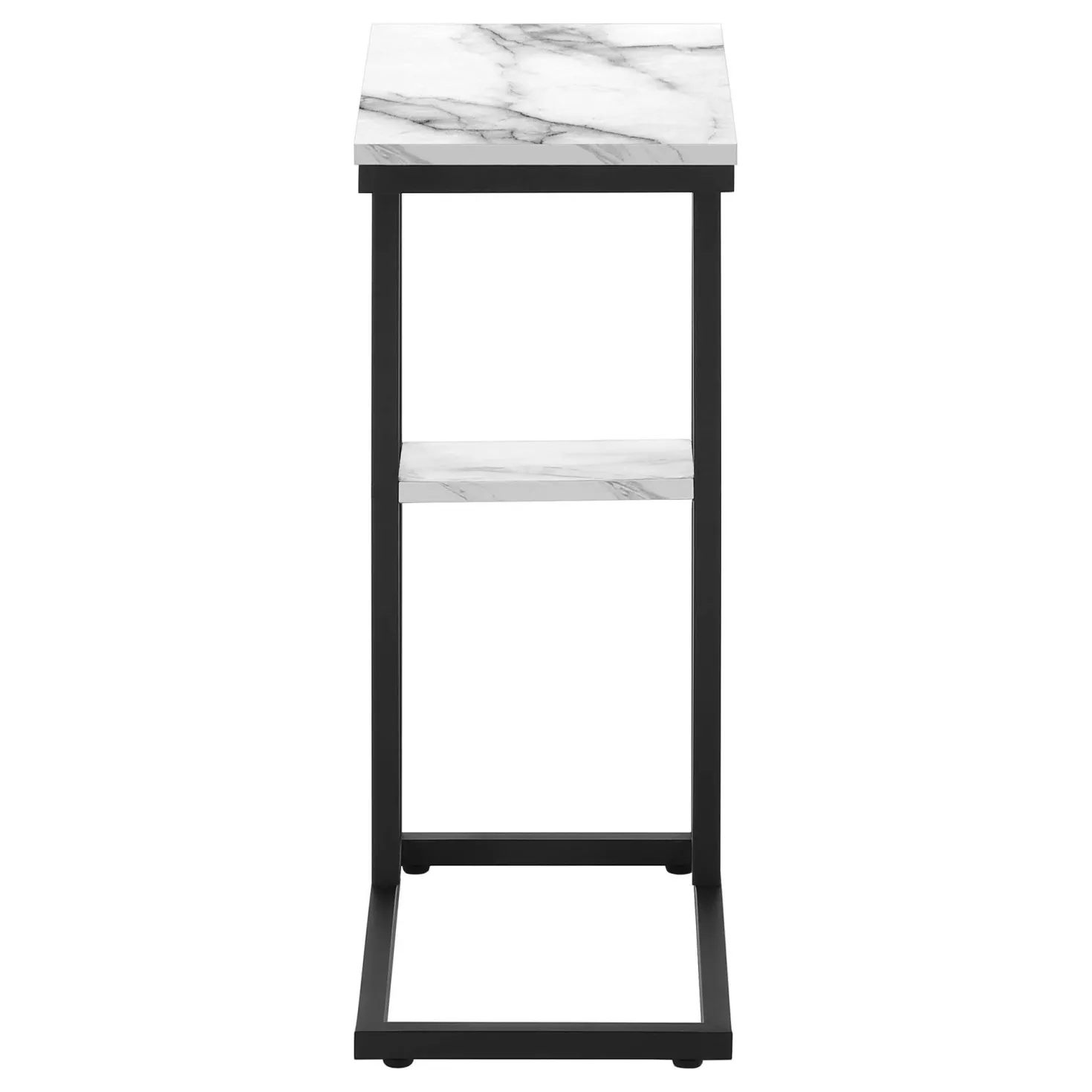 Table d'appoint - 25"H, marbre blanc, métal noir - Monarch