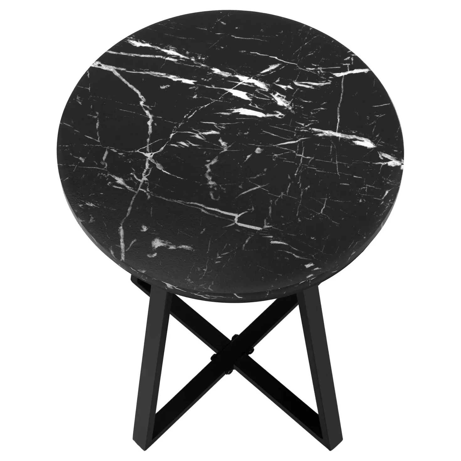 Table d'appoint - 22"H, marbre noir, métal noir - Monarch