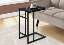 Table d'appoint - 24"H, marbre noir, métal noir - Monarch