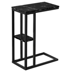 Table d'appoint - 25"H, marbre noir, métal noir - Monarch
