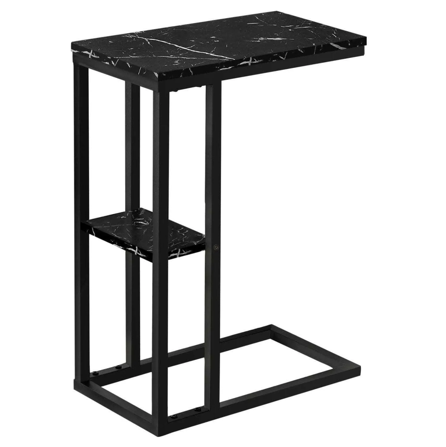 Table d'appoint - 25"H, marbre noir, métal noir - Monarch