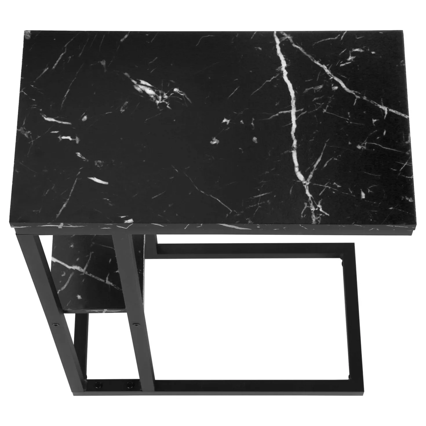 Table d'appoint - 25"H, marbre noir, métal noir - Monarch