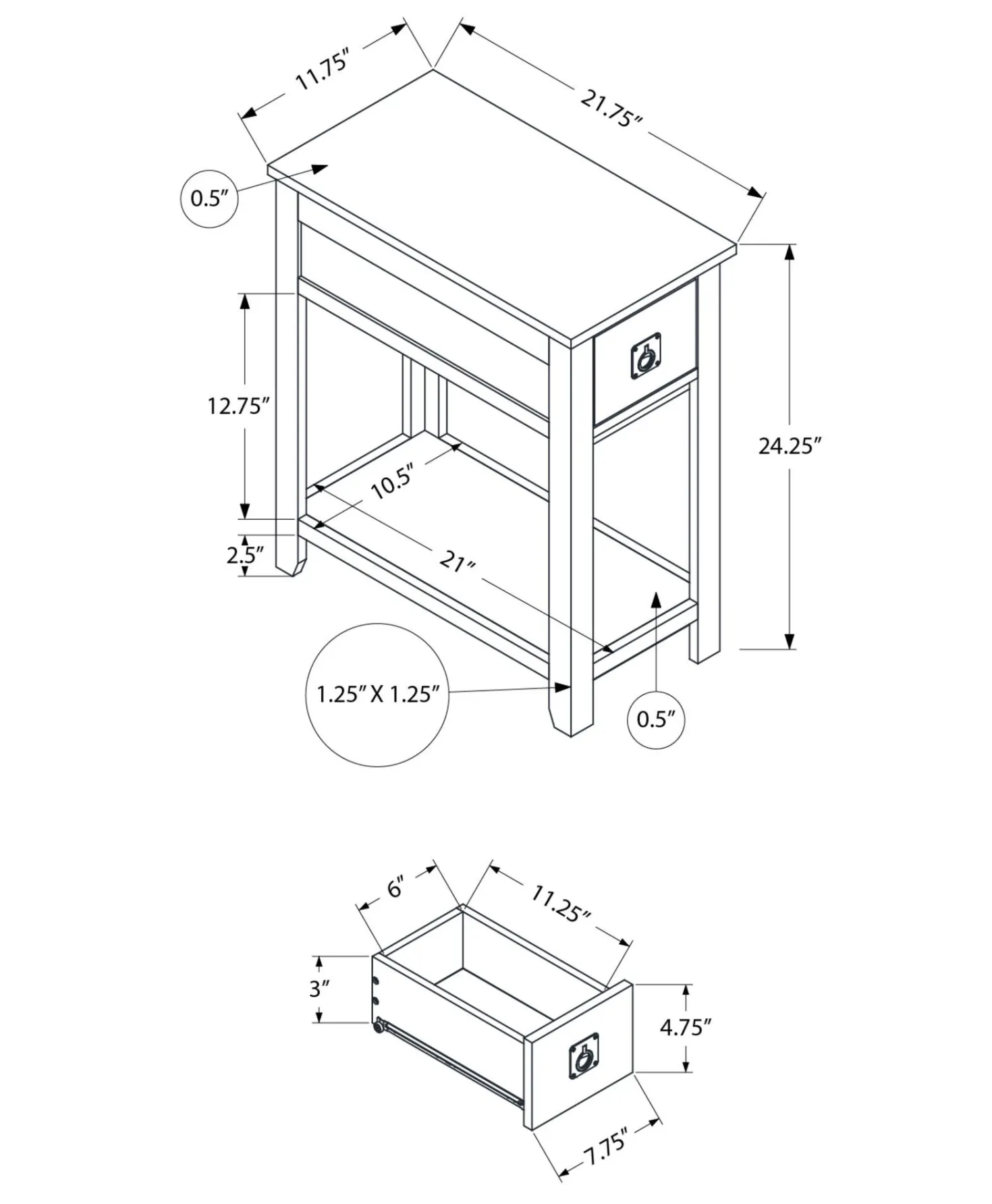 Table d'appoint 24"H - Monarch