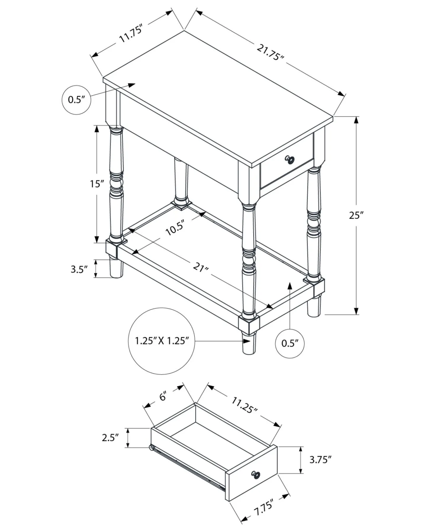 Table d'appoint 24"H - Monarch