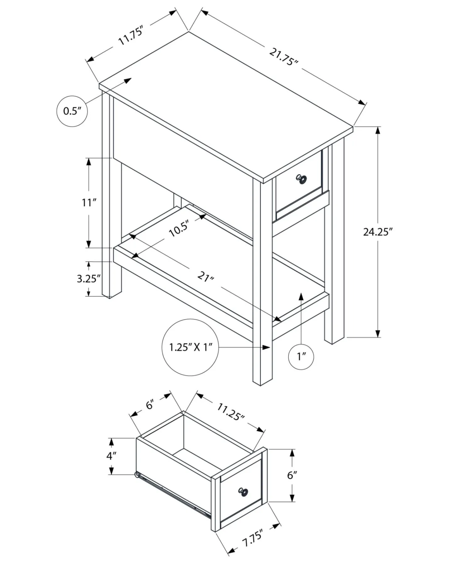 Table d'appoint 24"H - Monarch