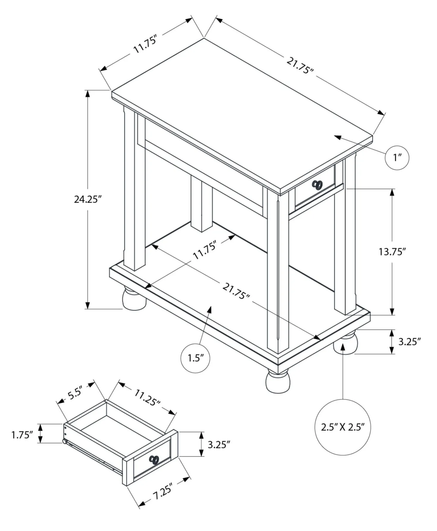 Table d'appoint 24"H - Monarch