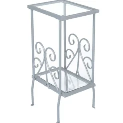 Table d'appoint - 30"H, métal argent avec verre trempé - Monarch