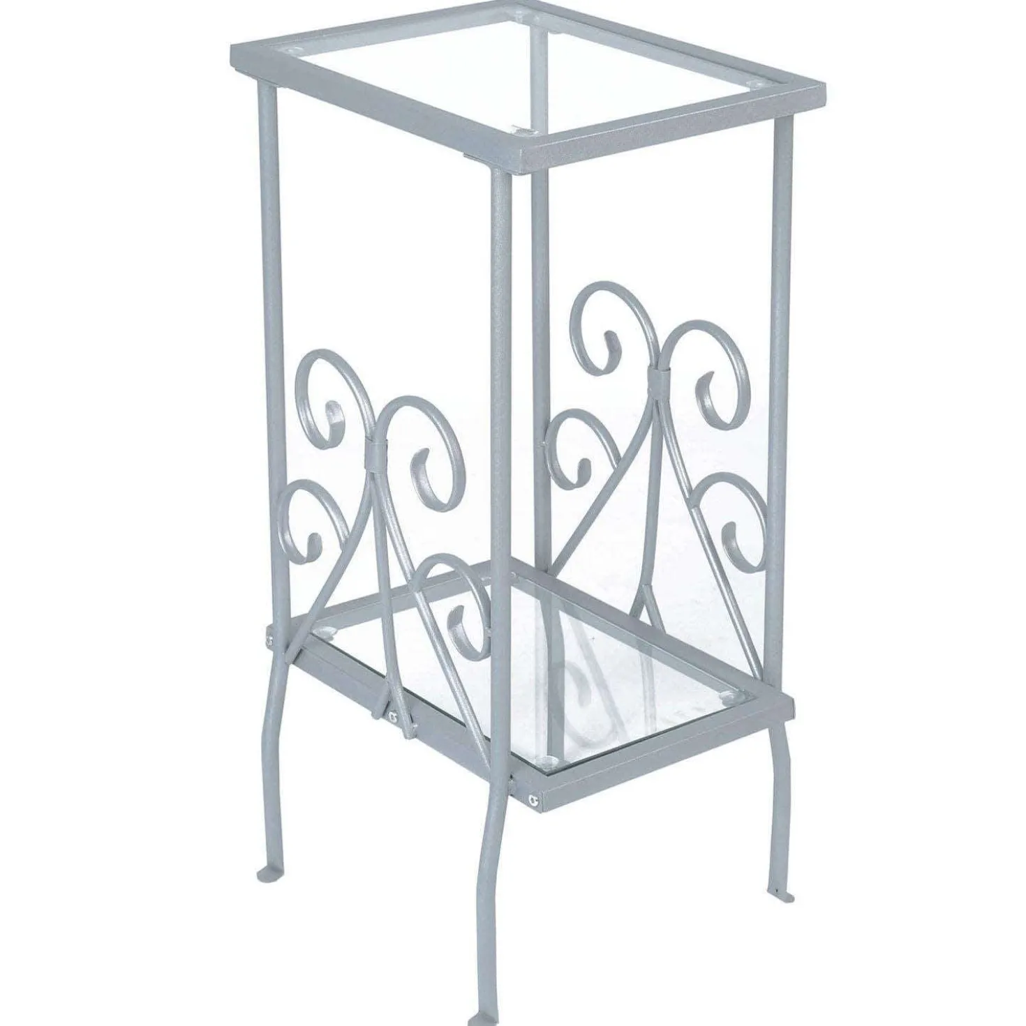Table d'appoint - 30"H, métal argent avec verre trempé - Monarch