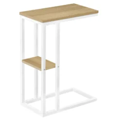 Table d'appoint - 25"H, naturel, métal blanc - Monarch