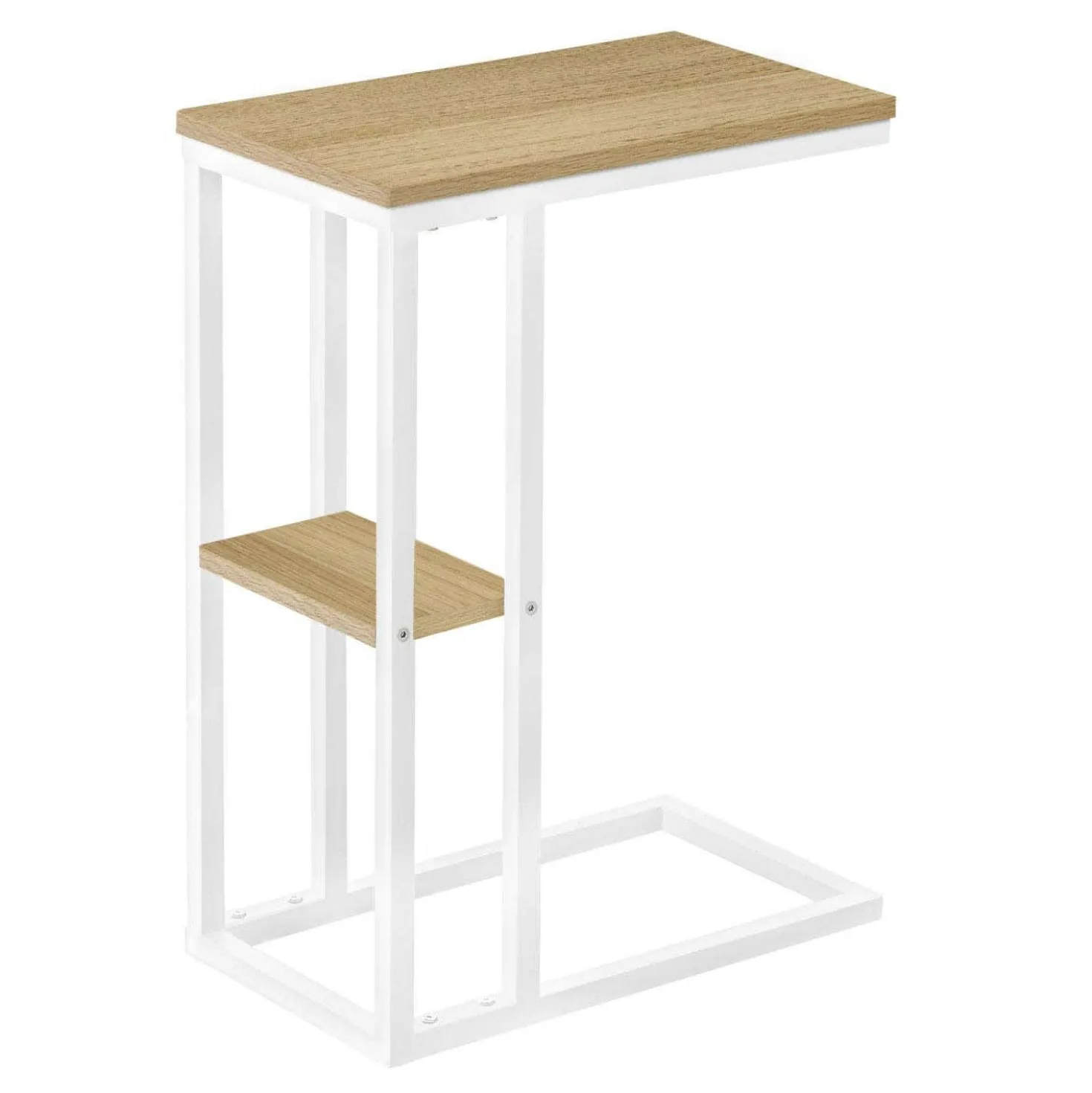 Table d'appoint - 25"H, naturel, métal blanc - Monarch