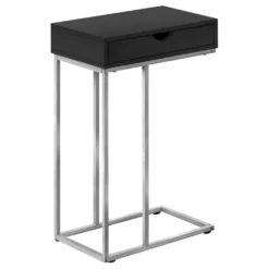 Table d'appoint - 25"H, noir, métal argent - Monarch